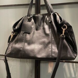 Elegant Black Leather Tote Bag